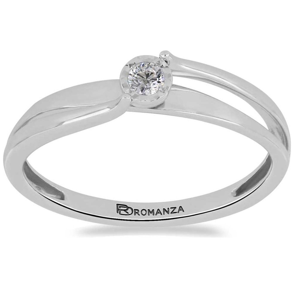 Solitario Oro Blanco 14K y 0.06 Ct Diamante Romanza