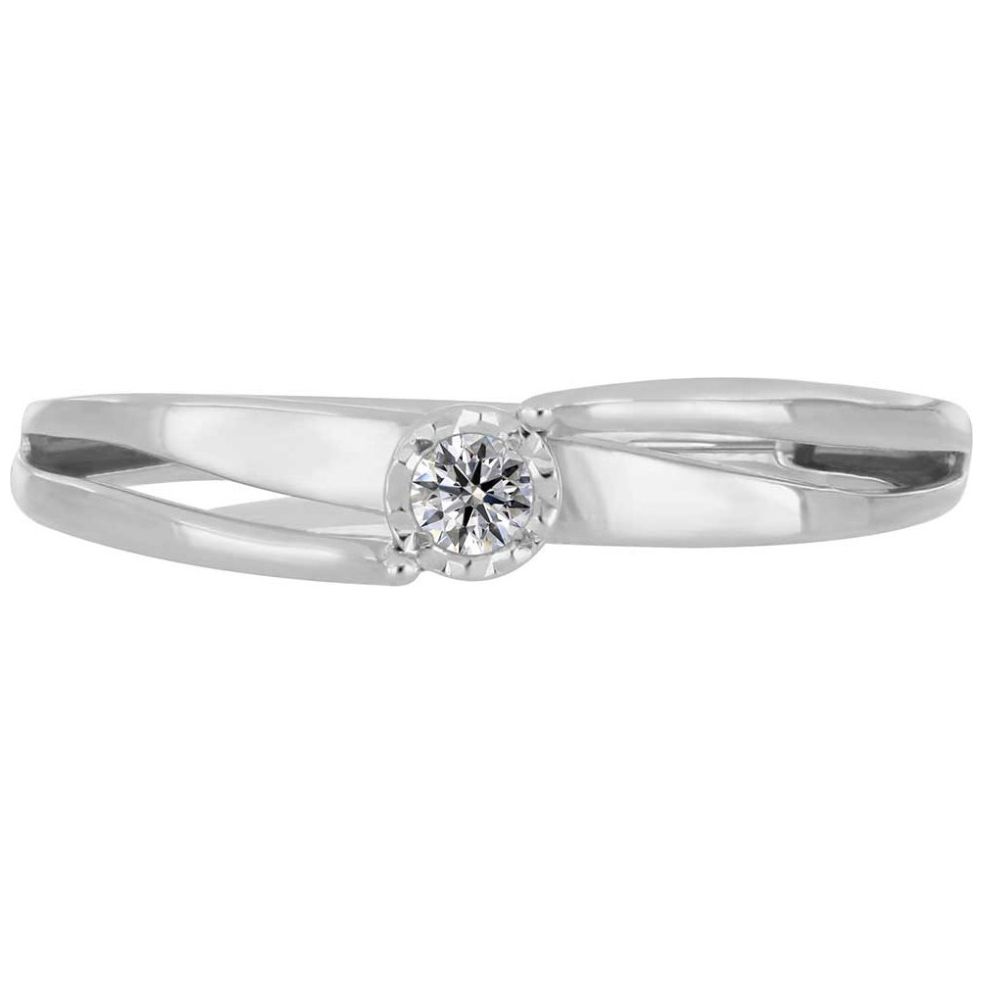 Solitario Oro Blanco 14K y 0.06 Ct Diamante Romanza