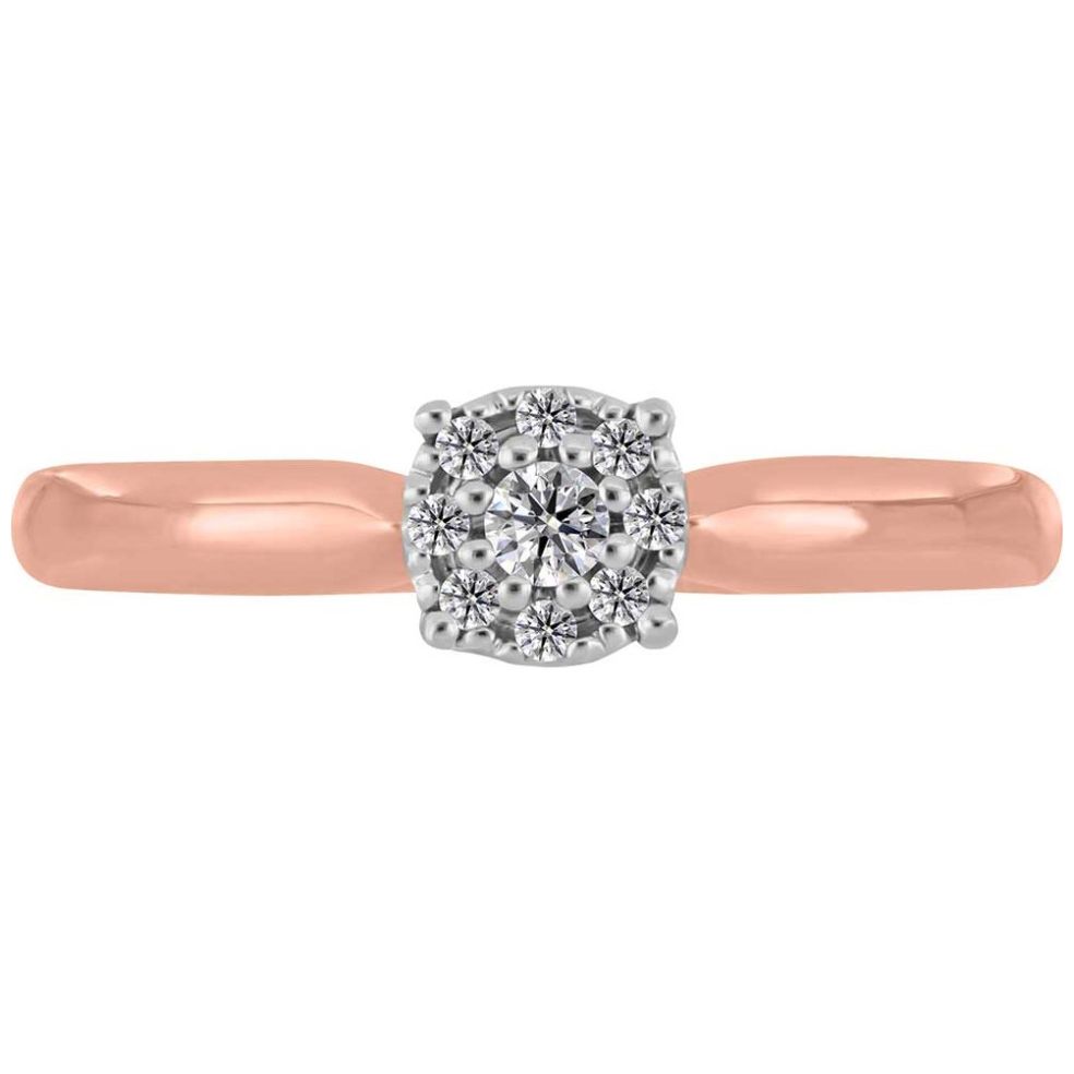 Solitario Roseta Oro Rosa 14K y 0.12 Ct Diamante Romanza