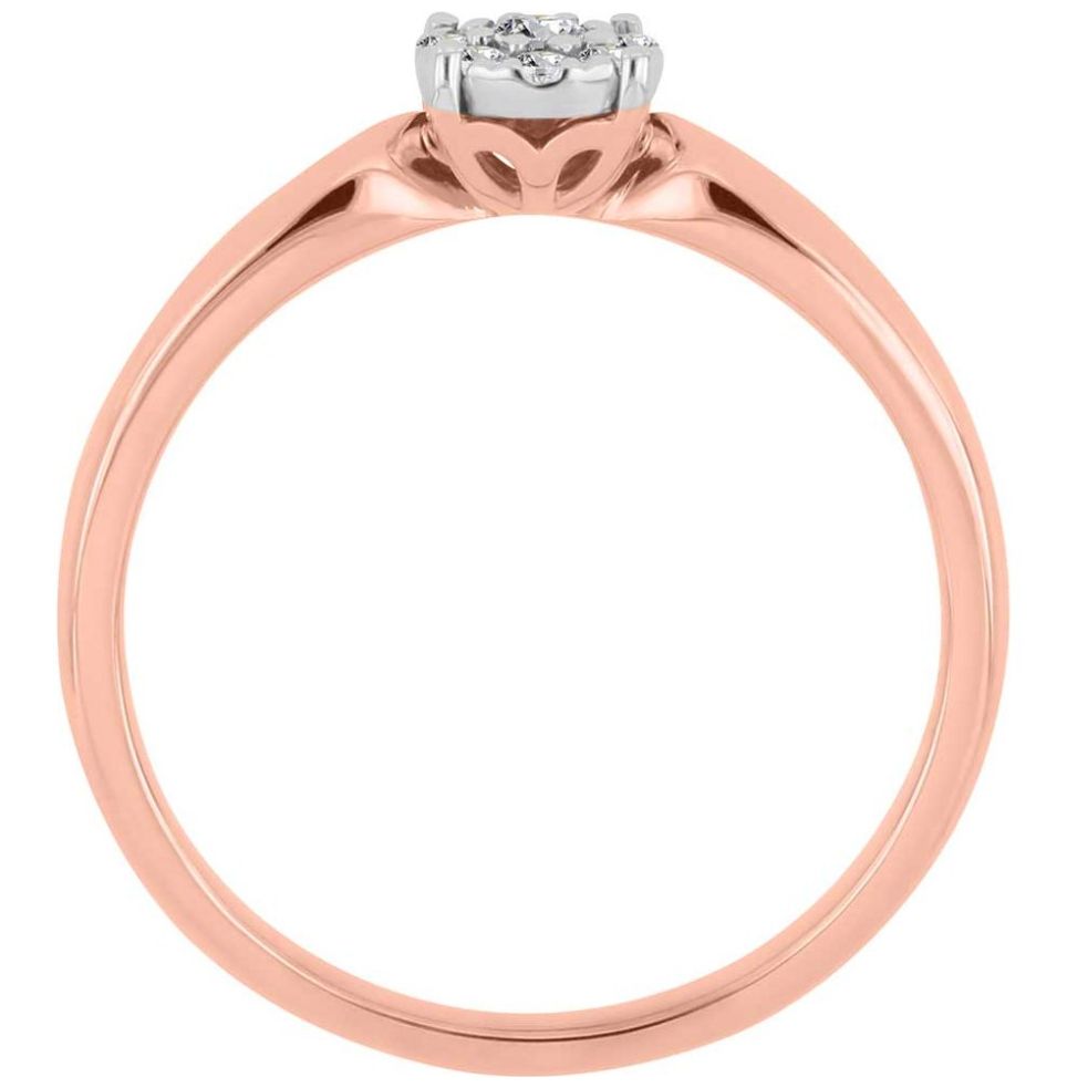 Solitario Roseta Oro Rosa 14K y 0.12 Ct Diamante Romanza