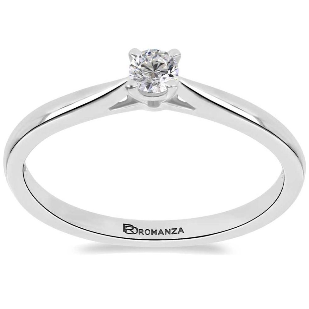 Anillo de Compromiso Oro Blanco 14K y 0.15 Qts Diamante Romanza