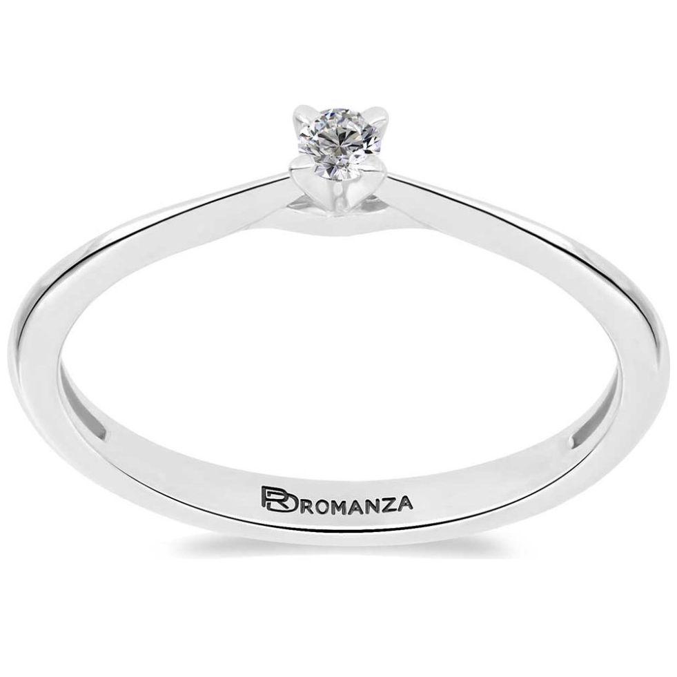 Anillo de Compromiso Oro Blanco 14K y 0.06 Qts Diamante Romanza