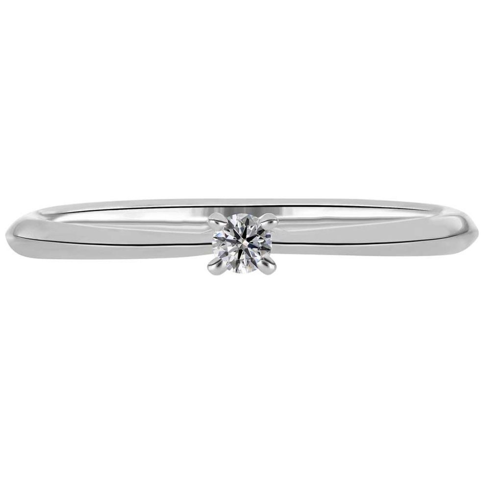 Solitario Oro Blanco 14K y 0.06 Ct Diamante Romanza