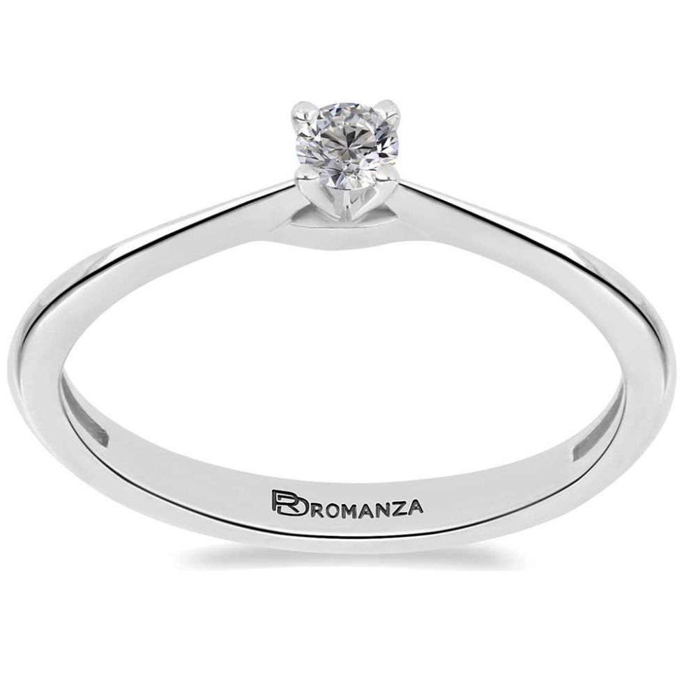 Anillo de Compromiso Oro Blanco 14K y 0.10 Qts Diamante Romanza