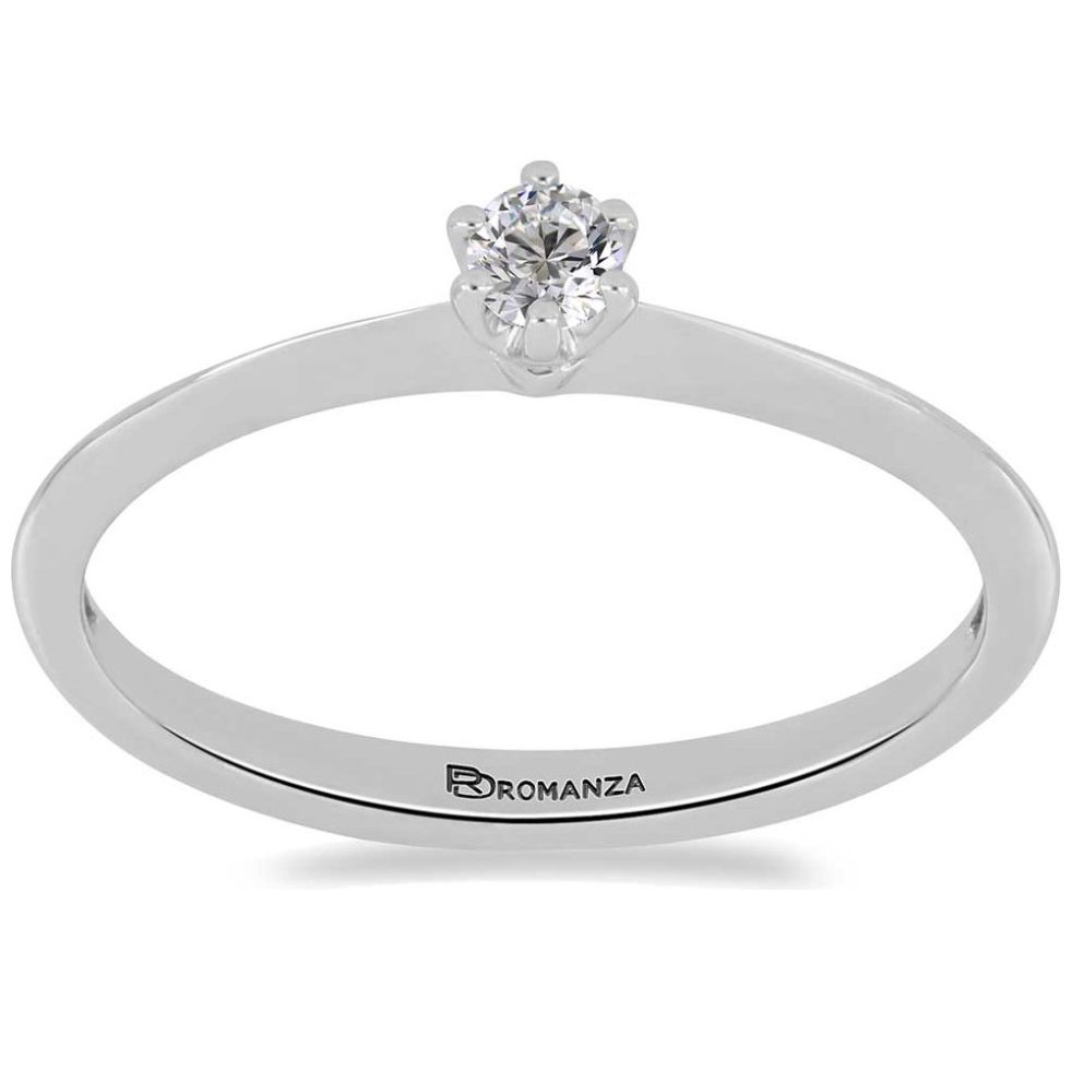 Anillo de Compromiso Oro Blanco 14K y 0.10 Qts Diamante Romanza