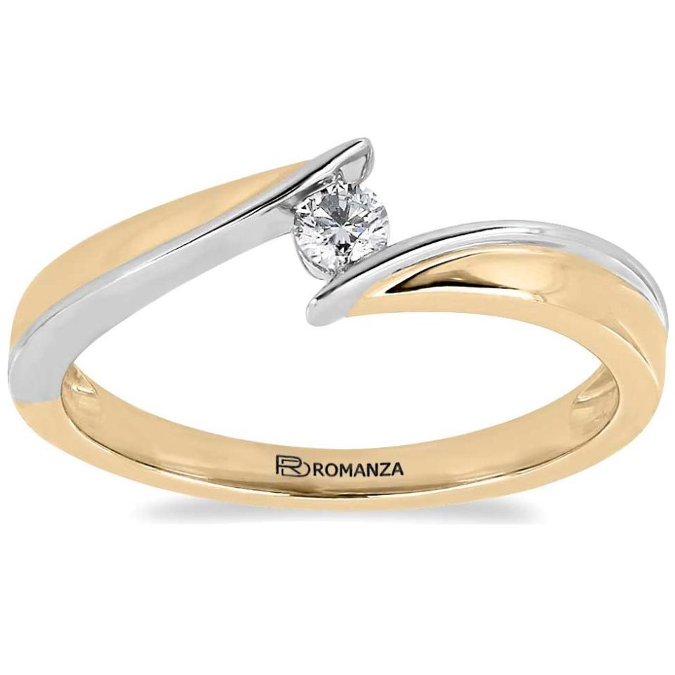 Anillo de Compromiso Oro Combinado 14K y 0.10 Qts Diamante Romanza