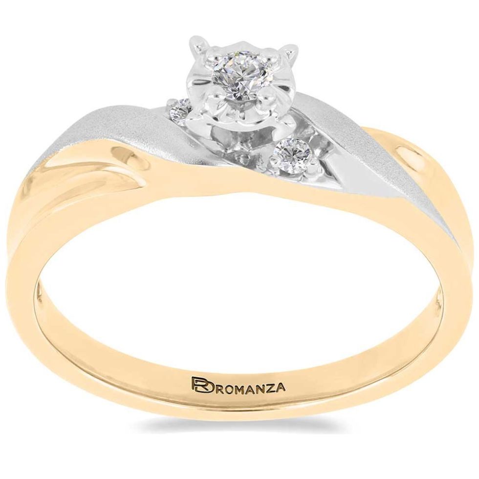 Anillo de Compromiso Oro Amarillo 14K y 0.09 Qts Diamante Romanza