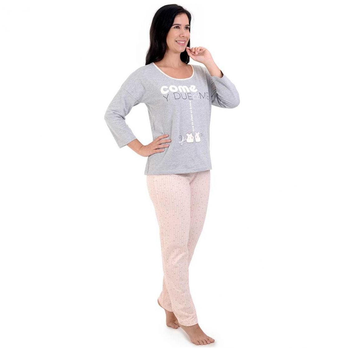 Pijama Playera de Manga Larga Y Estampado de Ratones Sho Shi By Guitit