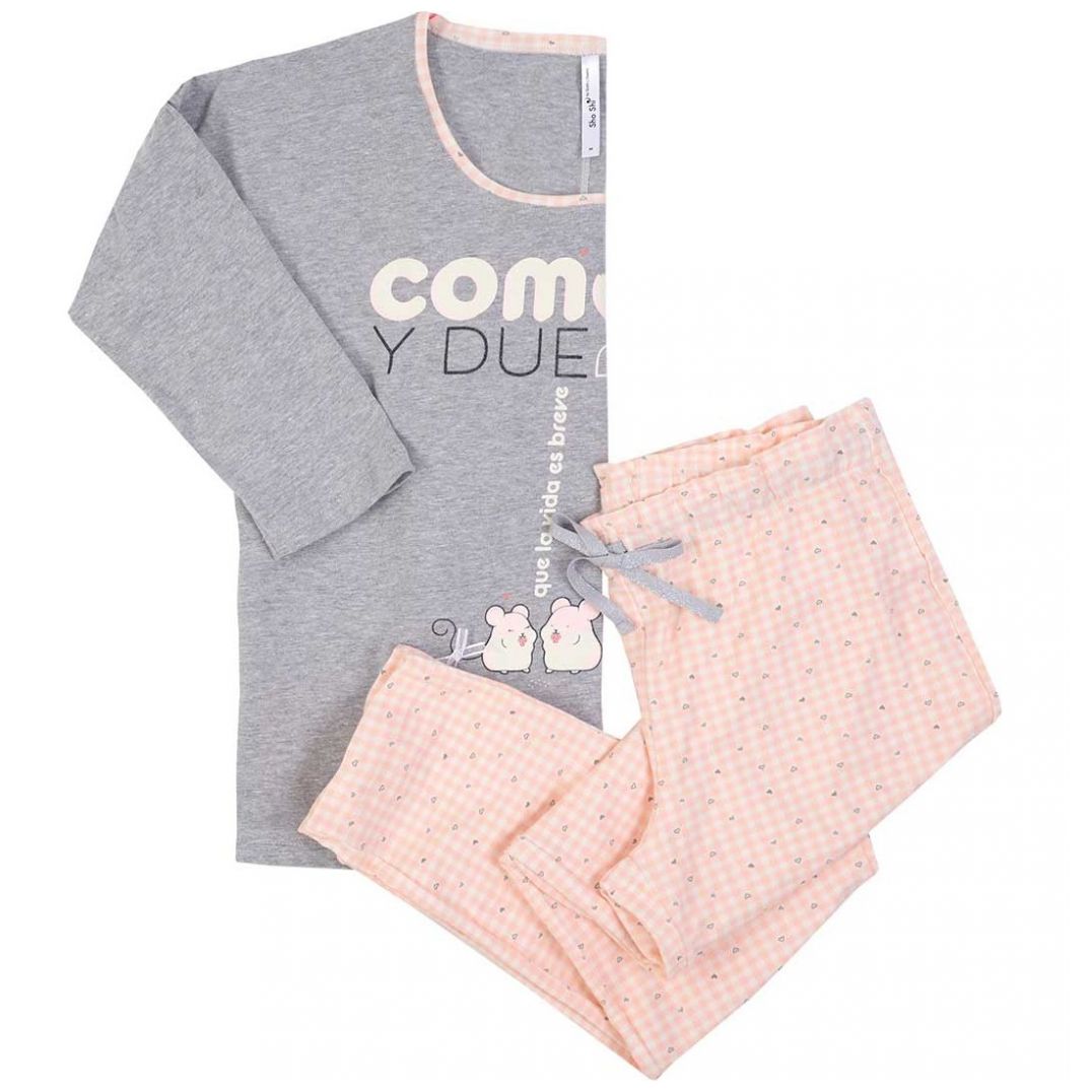 Pijama Playera de Manga Larga Y Estampado de Ratones Sho Shi By Guitit