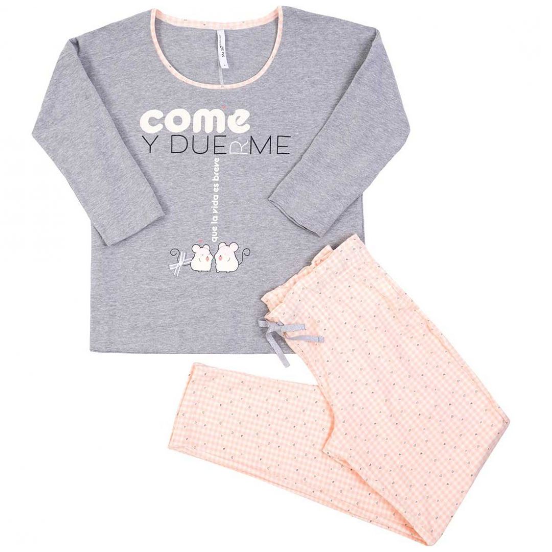 Pijama Playera de Manga Larga Y Estampado de Ratones Sho Shi By Guitit