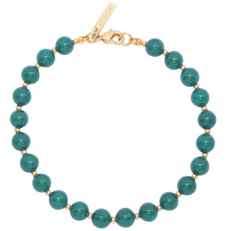 Pulsera en Dorado con Piedra 
Natural Jade Verde Emanuel Ungaro