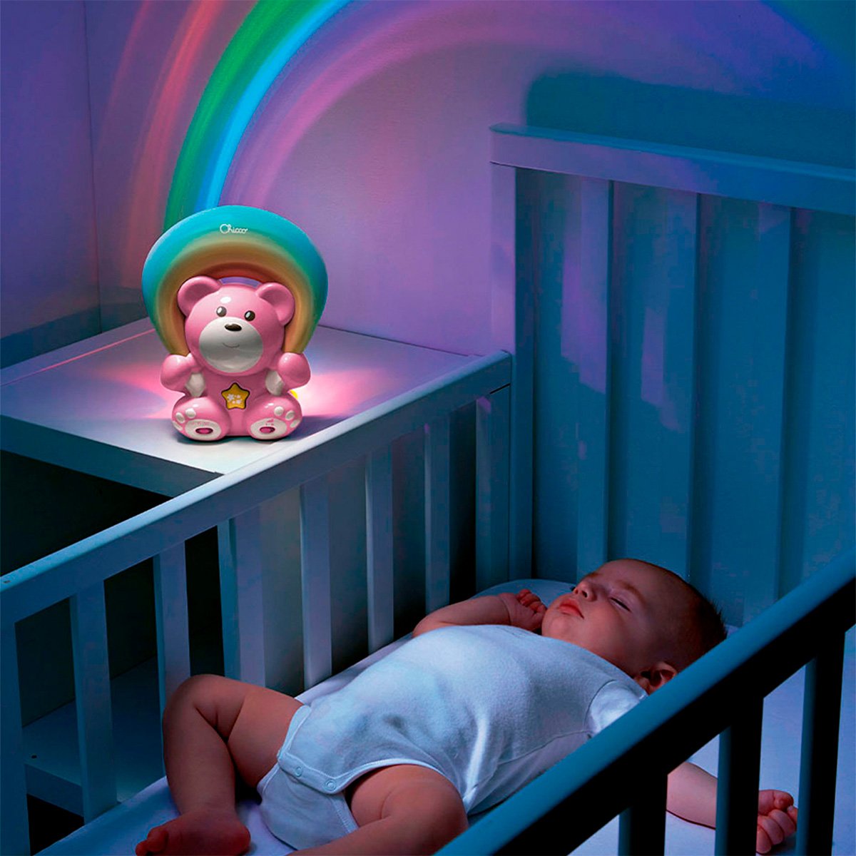 Chicco Juguetes First Dreams Lámpara de Noche Oso Arcoíris Rosa