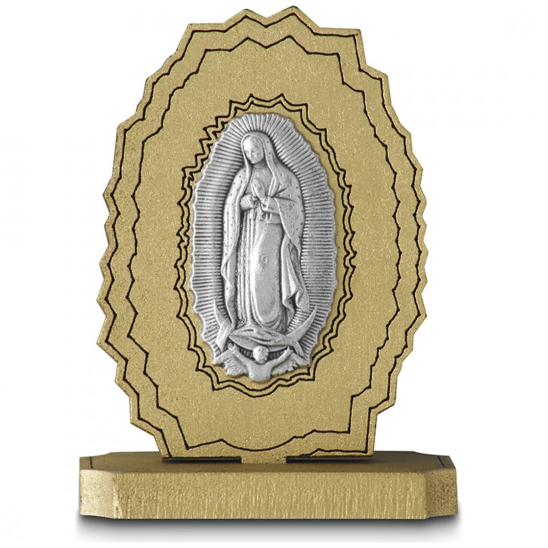 Contorno Dorado con Placa Virgen de Guadalupe Entera Estampa Italiana