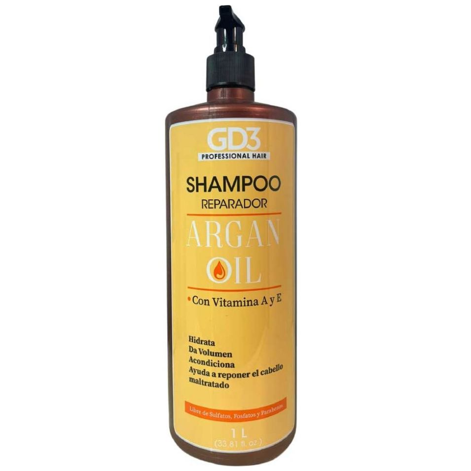 Shampoo Reparador Gd3 con Aceite de Argan 1 Lt, 33.81 Oz