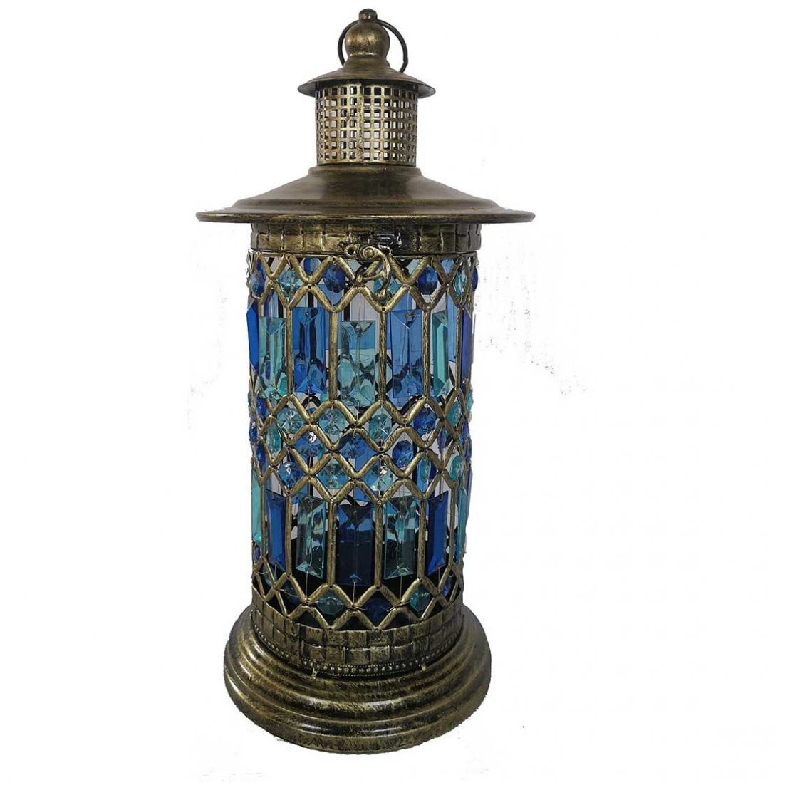 Candelero Gem Azul Vitral Vintage Home