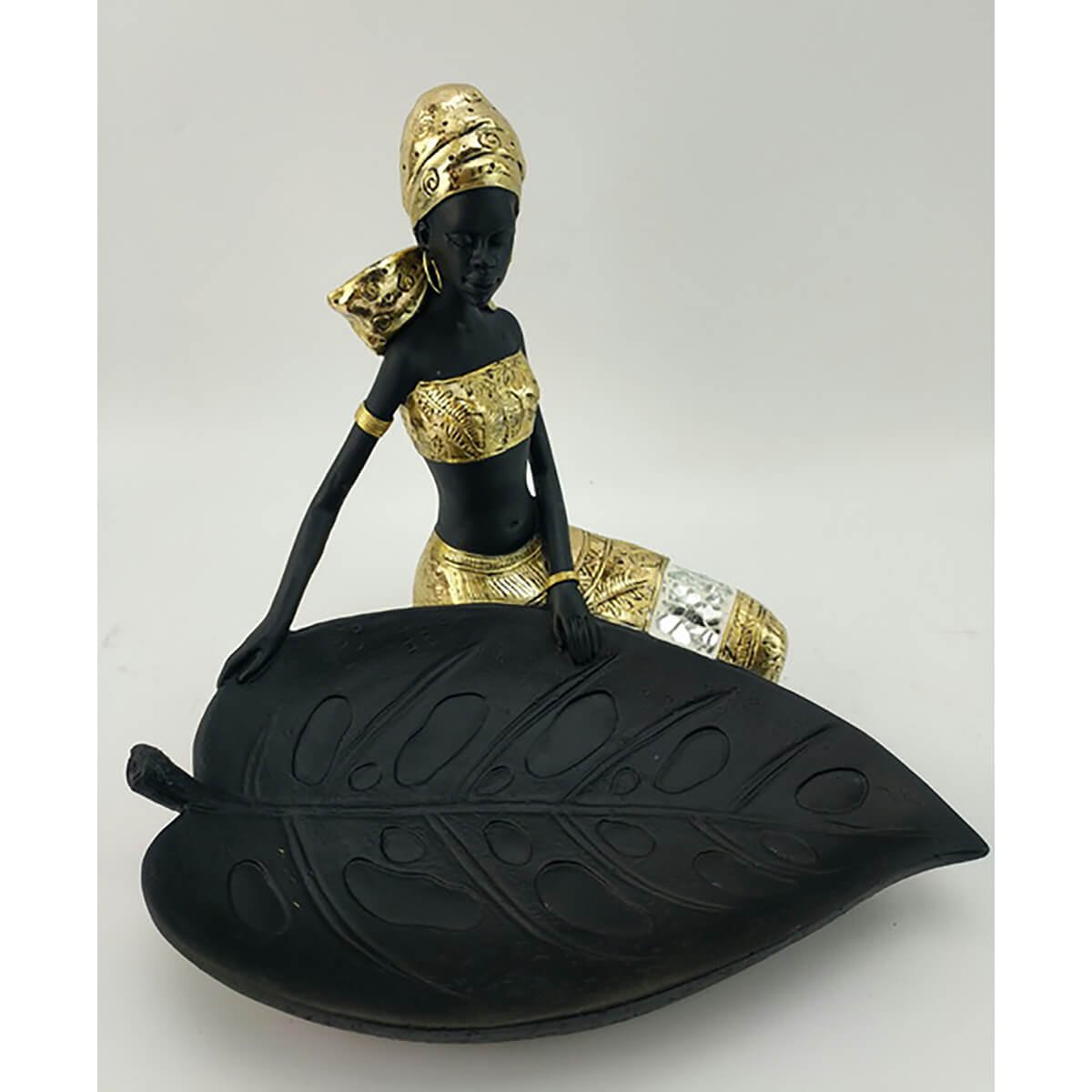 Africana Negro con Dorado Sentada en Hoja Poli Sears Mexcio