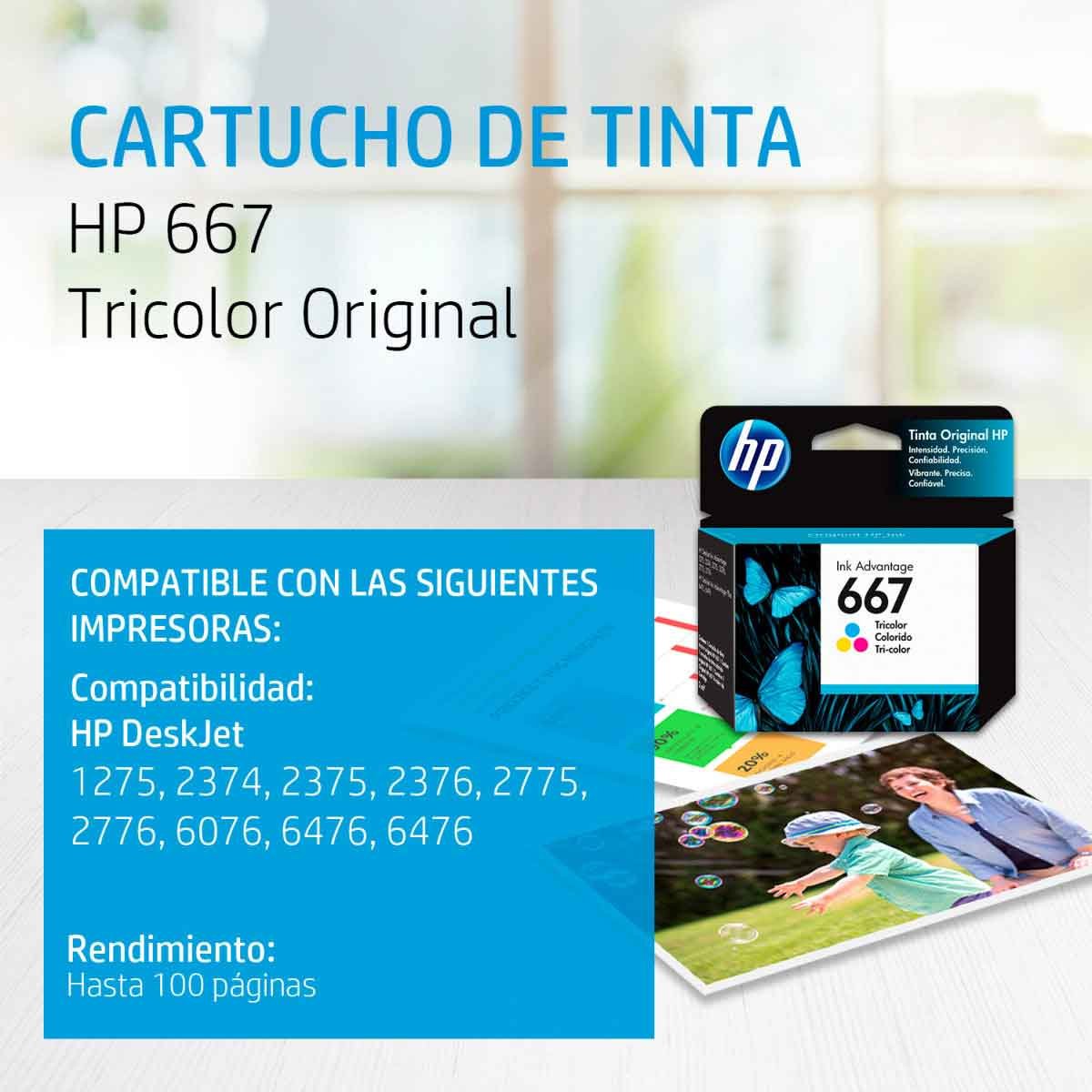 Cartucho de Tinta Hp 667 Tricolor Original (3Ym78Al)