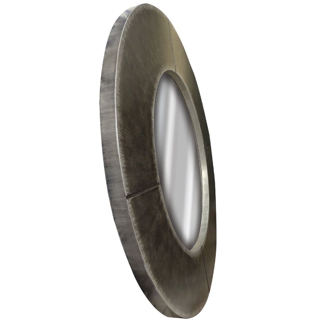 Espejo Contemporáneo Redondo Plata Moteado Negro   80 Cms