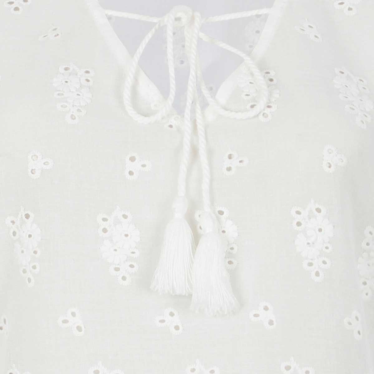 Blusa para Mujer  Manga 3/4 Cuello V Diseño Bordada Basel