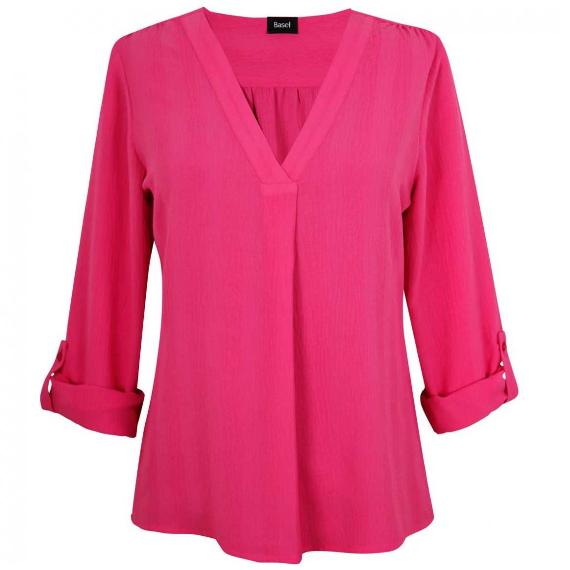 Blusa Basel Manga Larga Cuello V Diseño Lisa