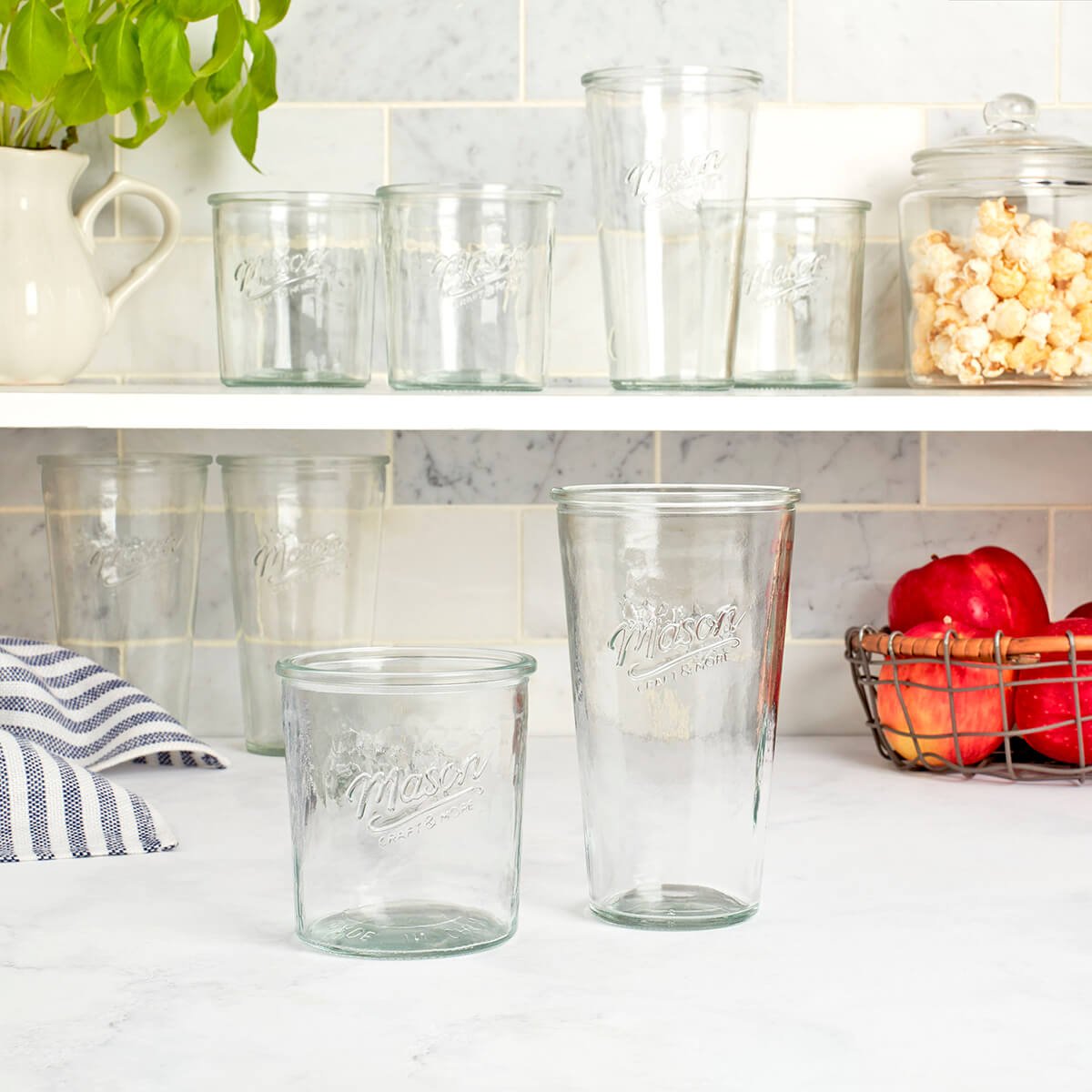 Set 8 Vasos Vidrio Transparente  Mason Craft & More