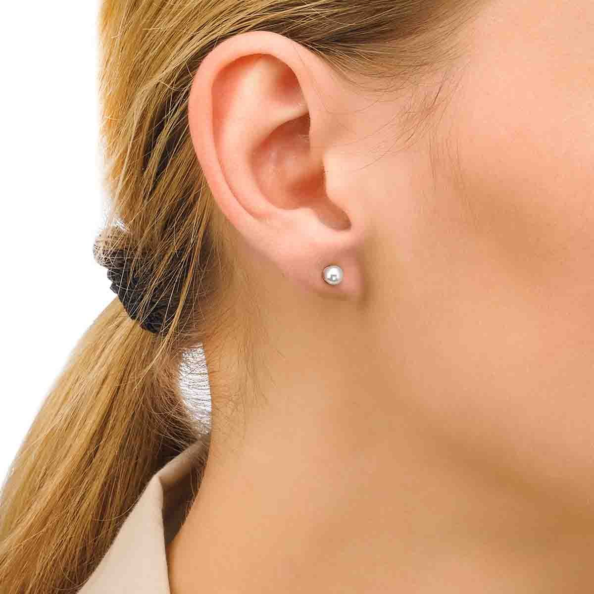 Aretes Plata Perla Blanca 4 Mm Majorica