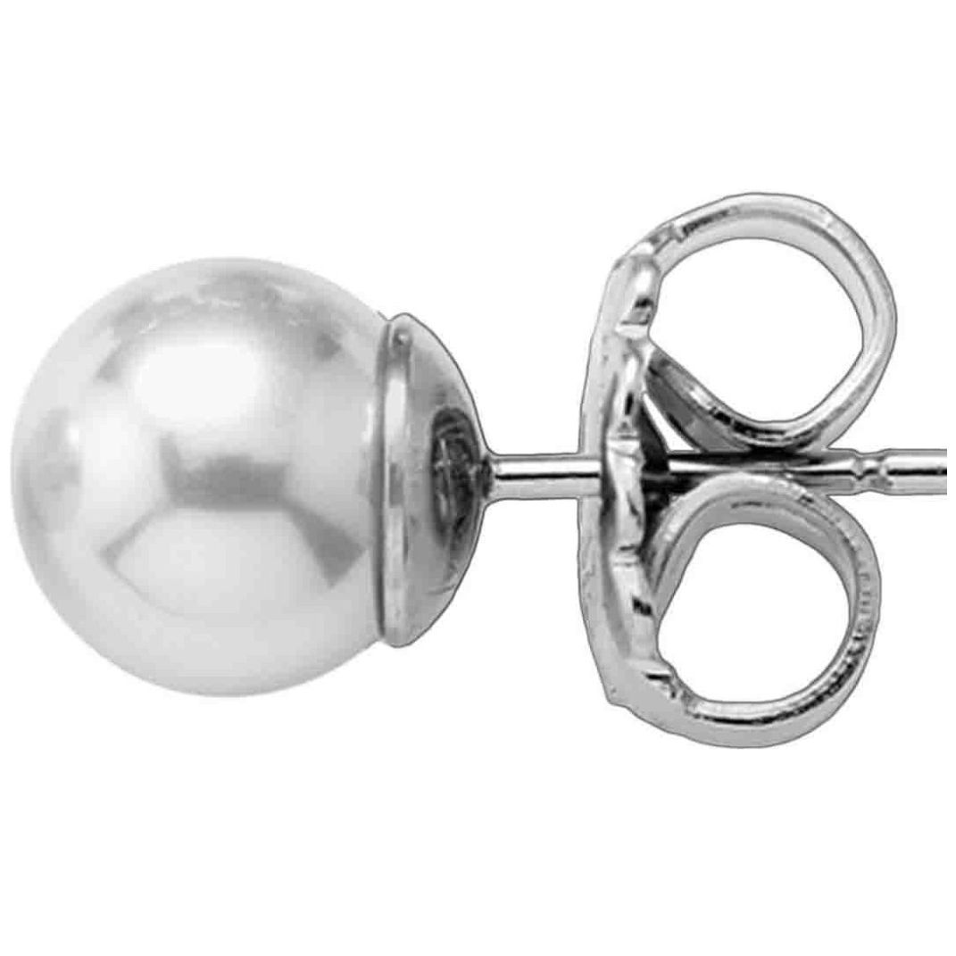 Aretes Plata Perla Blanca 4 Mm Majorica