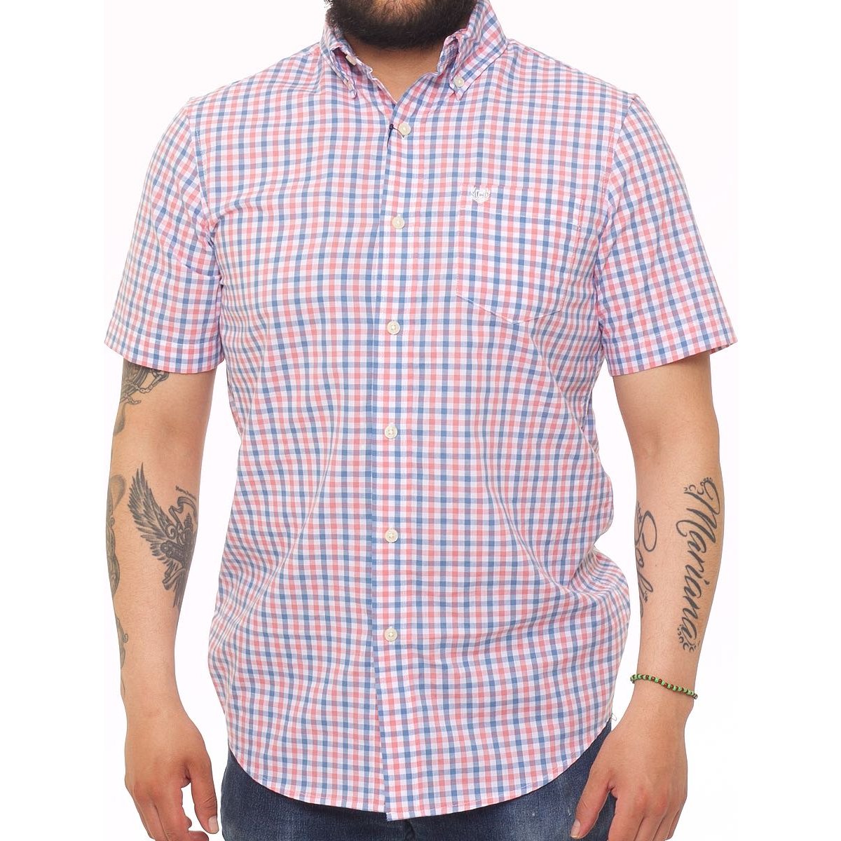 Camisa para Hombre Rosa a Cuadros Manga Corta Chaps