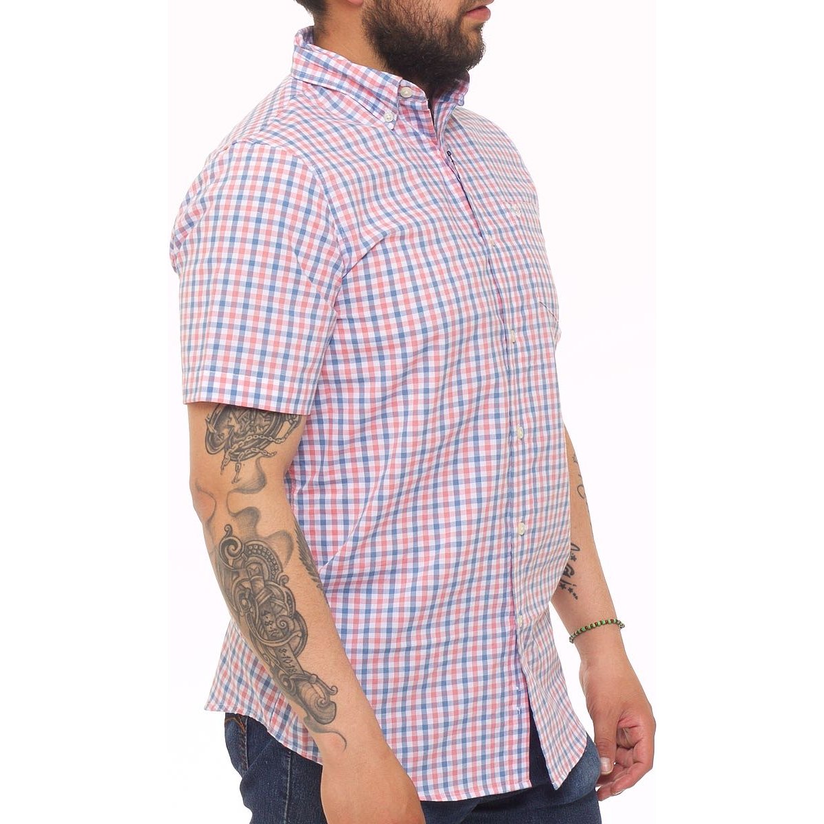 Camisa para Hombre Rosa a Cuadros Manga Corta Chaps
