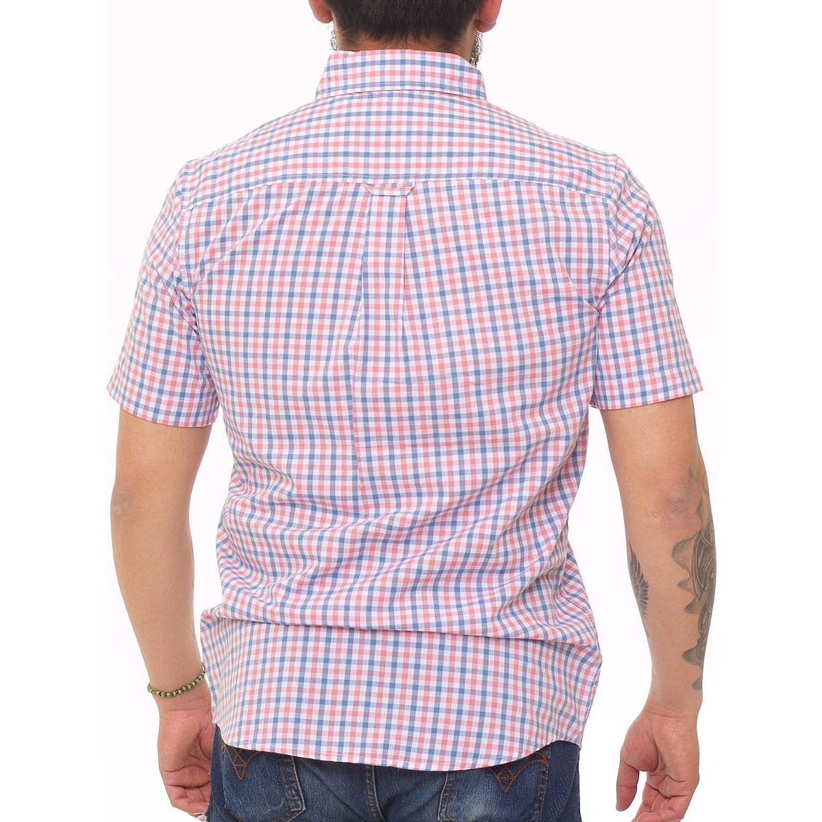 Camisa para Hombre Rosa a Cuadros Manga Corta Chaps