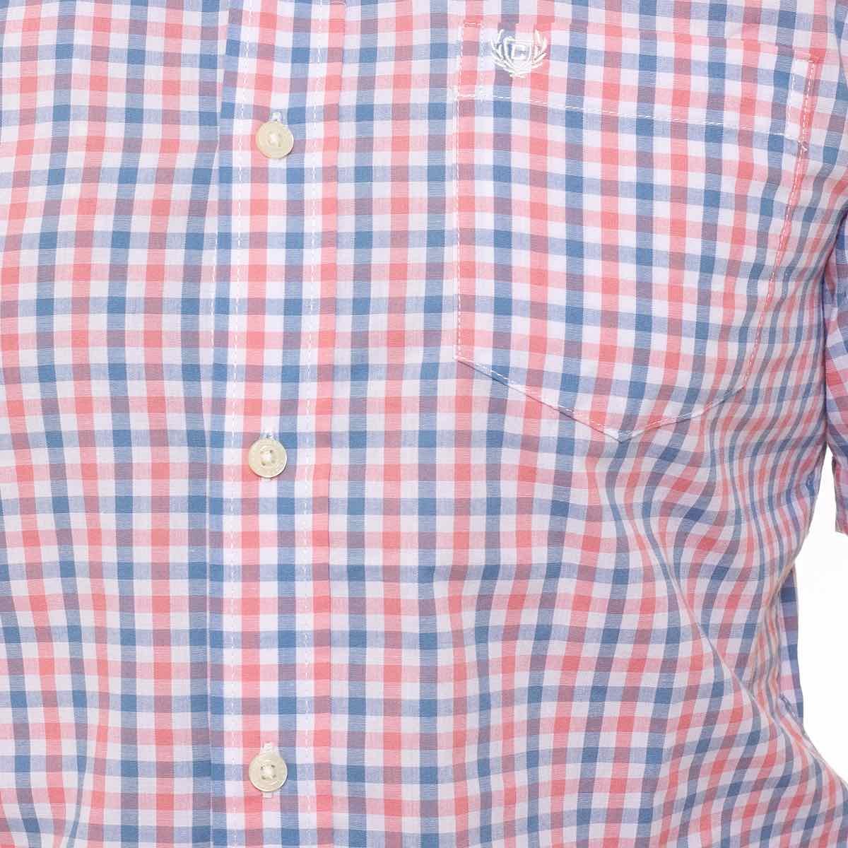 Camisa para Hombre Rosa a Cuadros Manga Corta Chaps