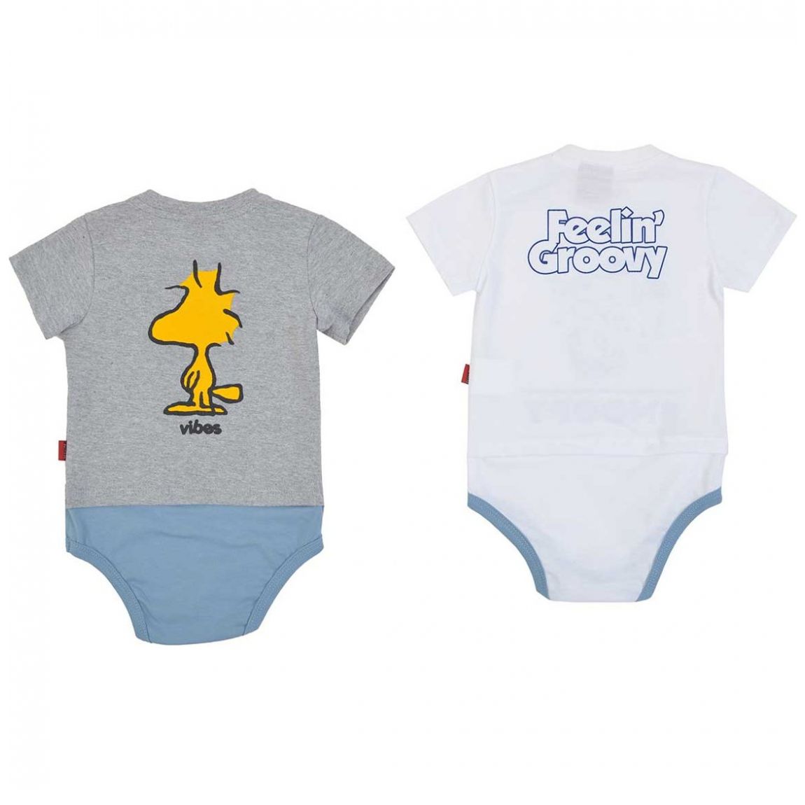 Set 2 Piezas Manga Corta Estampado Peanuts para Bebé S2146-1