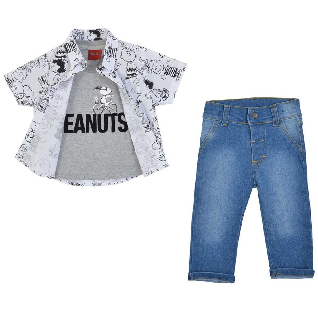 Conjunto  3 Piezas Estampado Peanuts para Bebé S2146-3