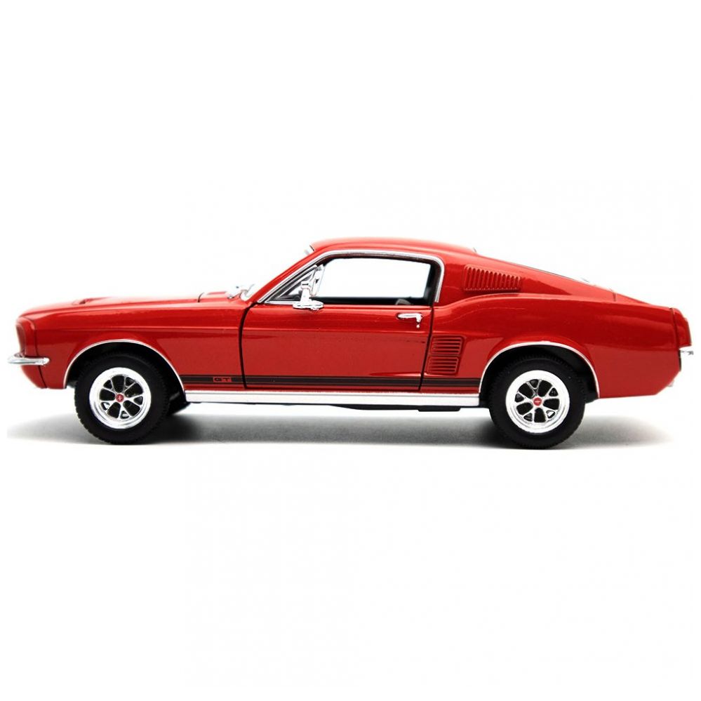 Carro Clásico de Colección 1967 Ford Mustang Gt, Red  1:24 Welly