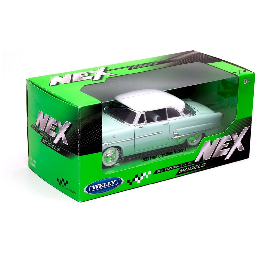 Carro Clásico de Colección 1953 Ford Crestline Victoria, Light Blue  1:24 Welly