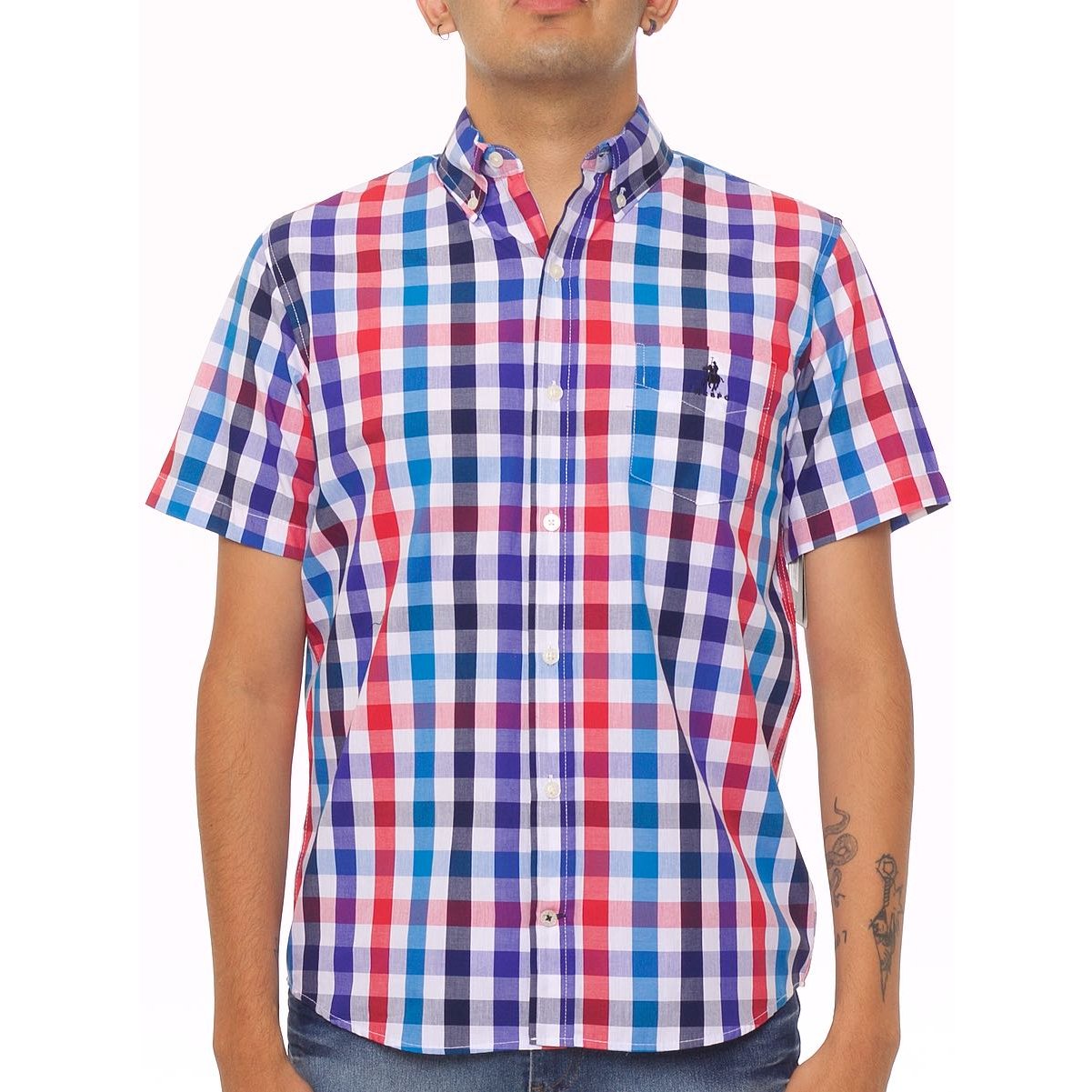 Camisa para Hombre Roja a Cuadros Manga Corta Royal Polo Club
