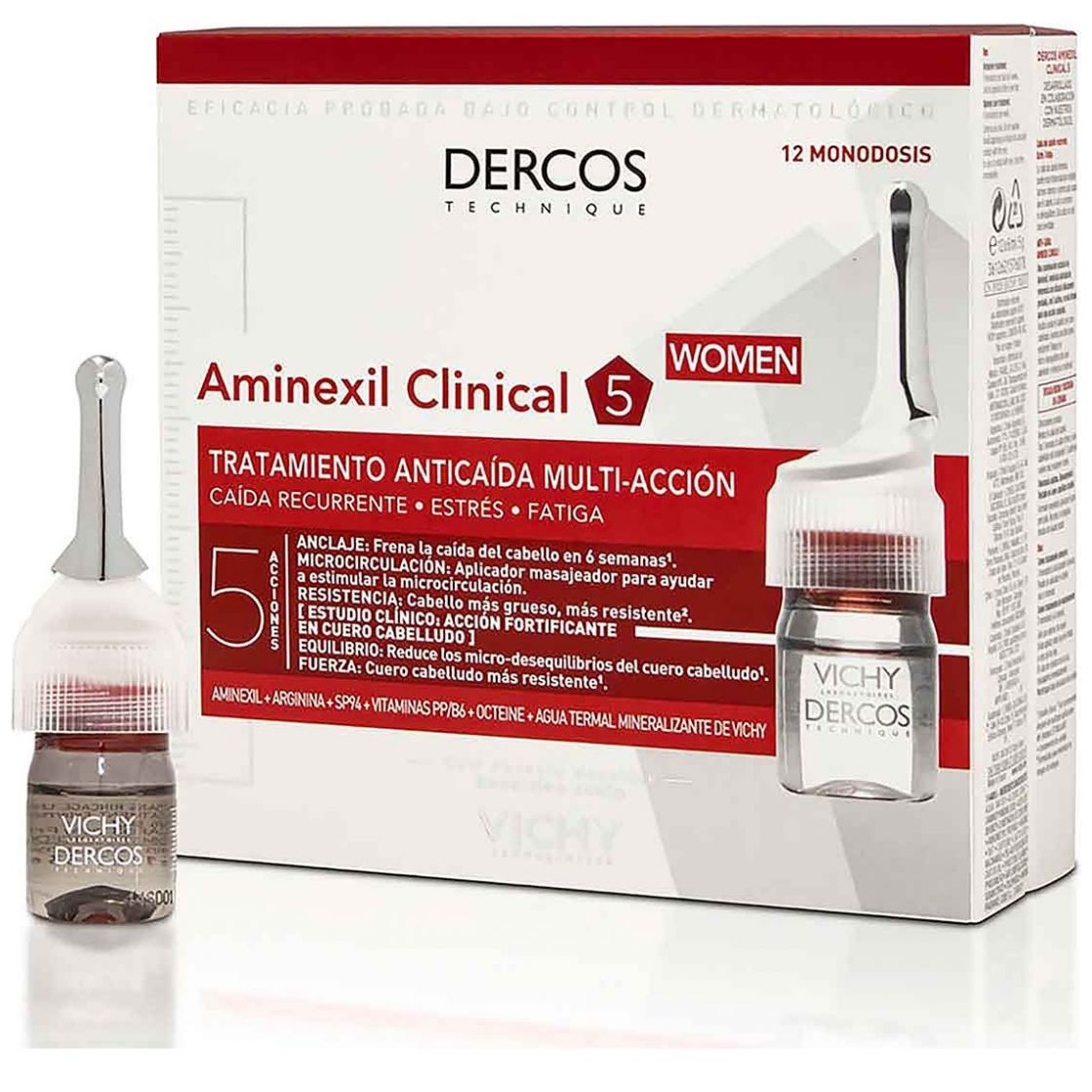 Vichy Dercos Aminexil Clinical 5 Mujer Anticaí­da 12 Ampolletas