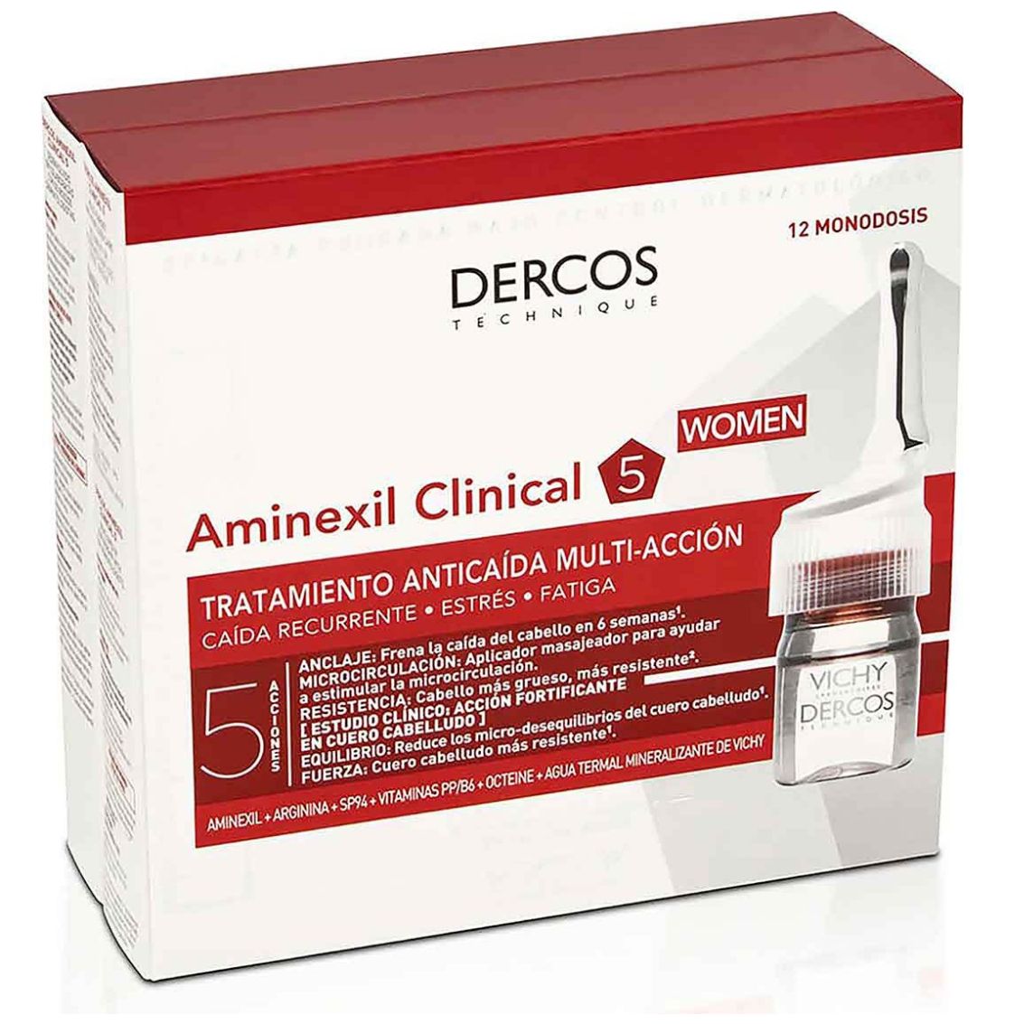 Vichy Dercos Aminexil Clinical 5 Mujer Anticaí­da 12 Ampolletas