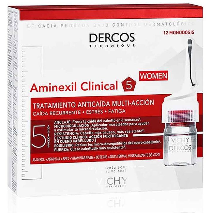 Vichy Dercos Aminexil Clinical 5 Mujer Anticaí­da 12 Ampolletas