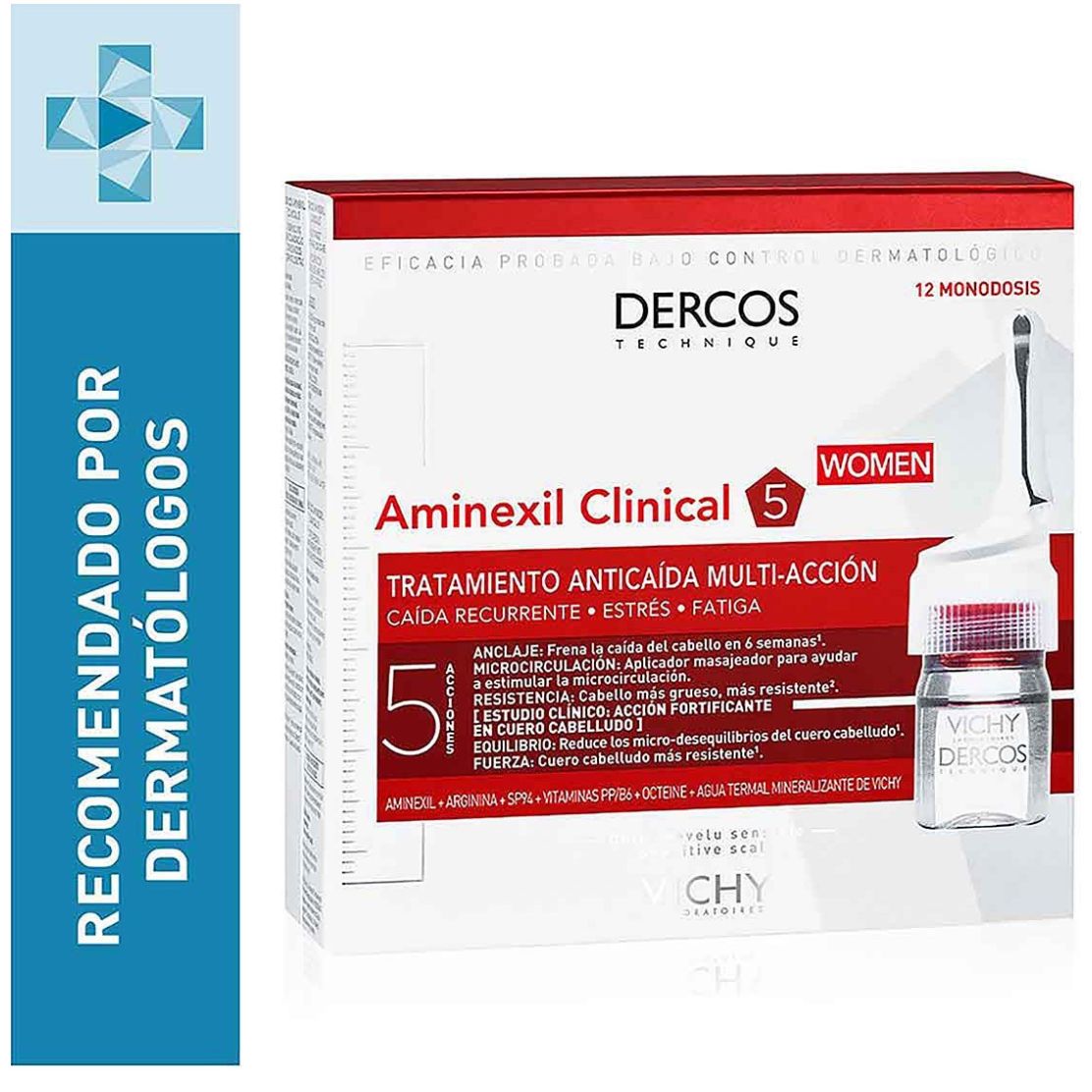 Vichy Dercos Aminexil Clinical 5 Mujer Anticaí­da 12 Ampolletas