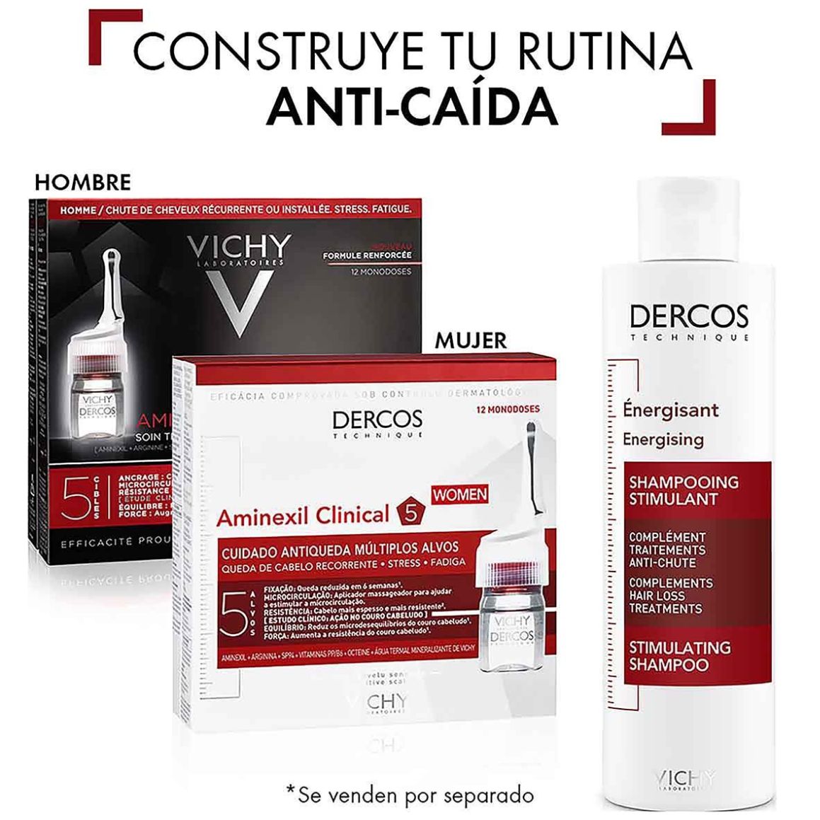 Vichy Dercos Aminexil Clinical 5 Hombre Anticaída 12 Ampolletas