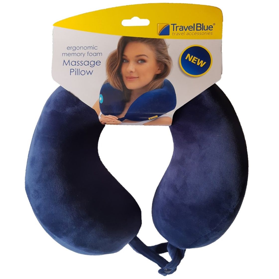 Almohada Ergonómica con Masaje Azul Travel Blue