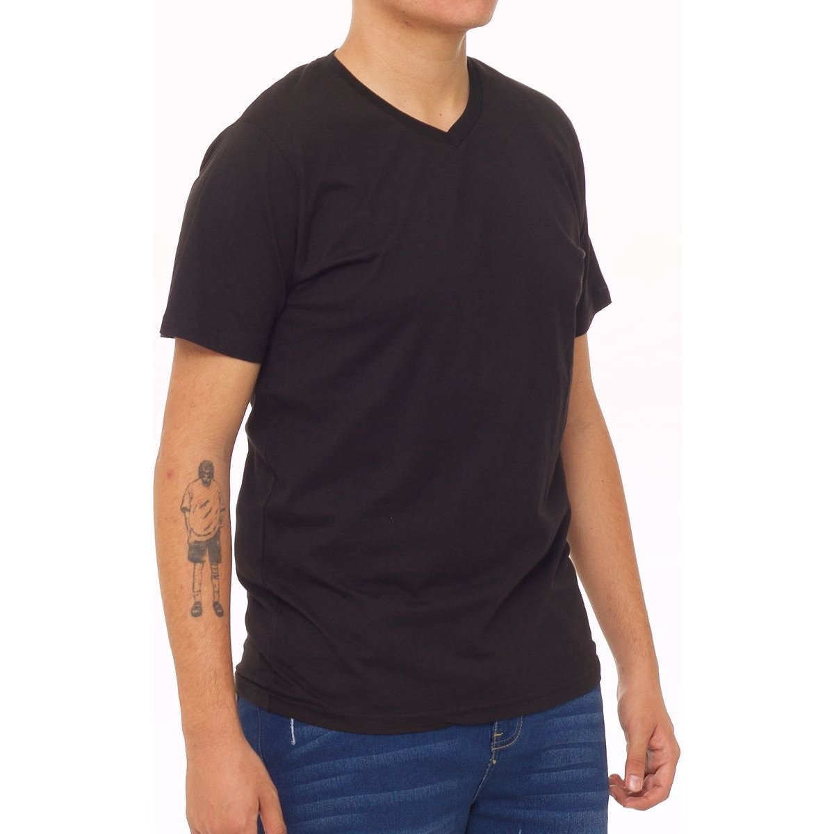 Playera Negra Cuello V para Hombre A&i
