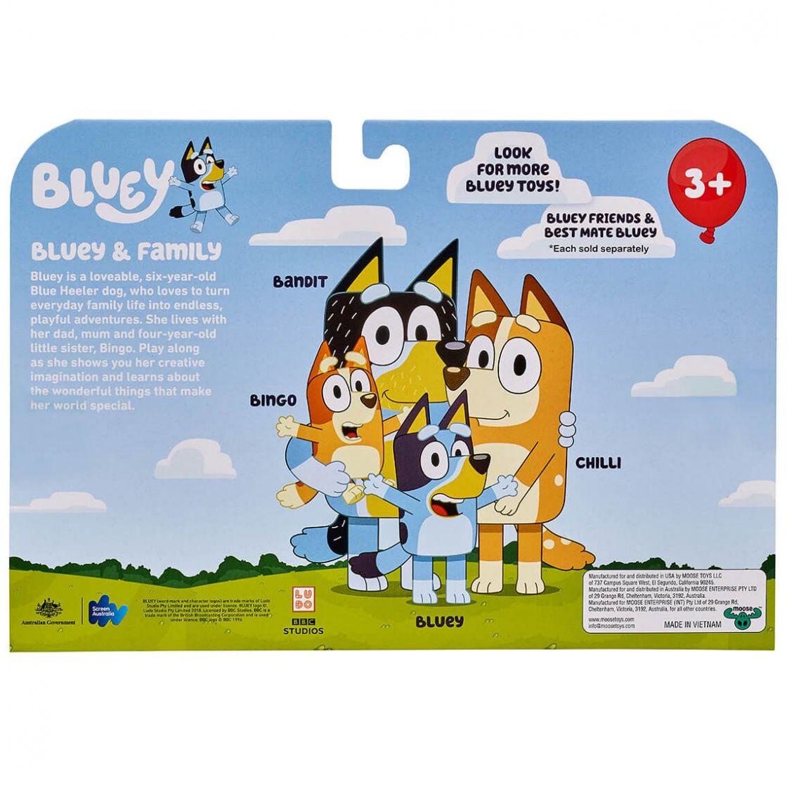 Paquete de Figuras Bluey 4 Familia