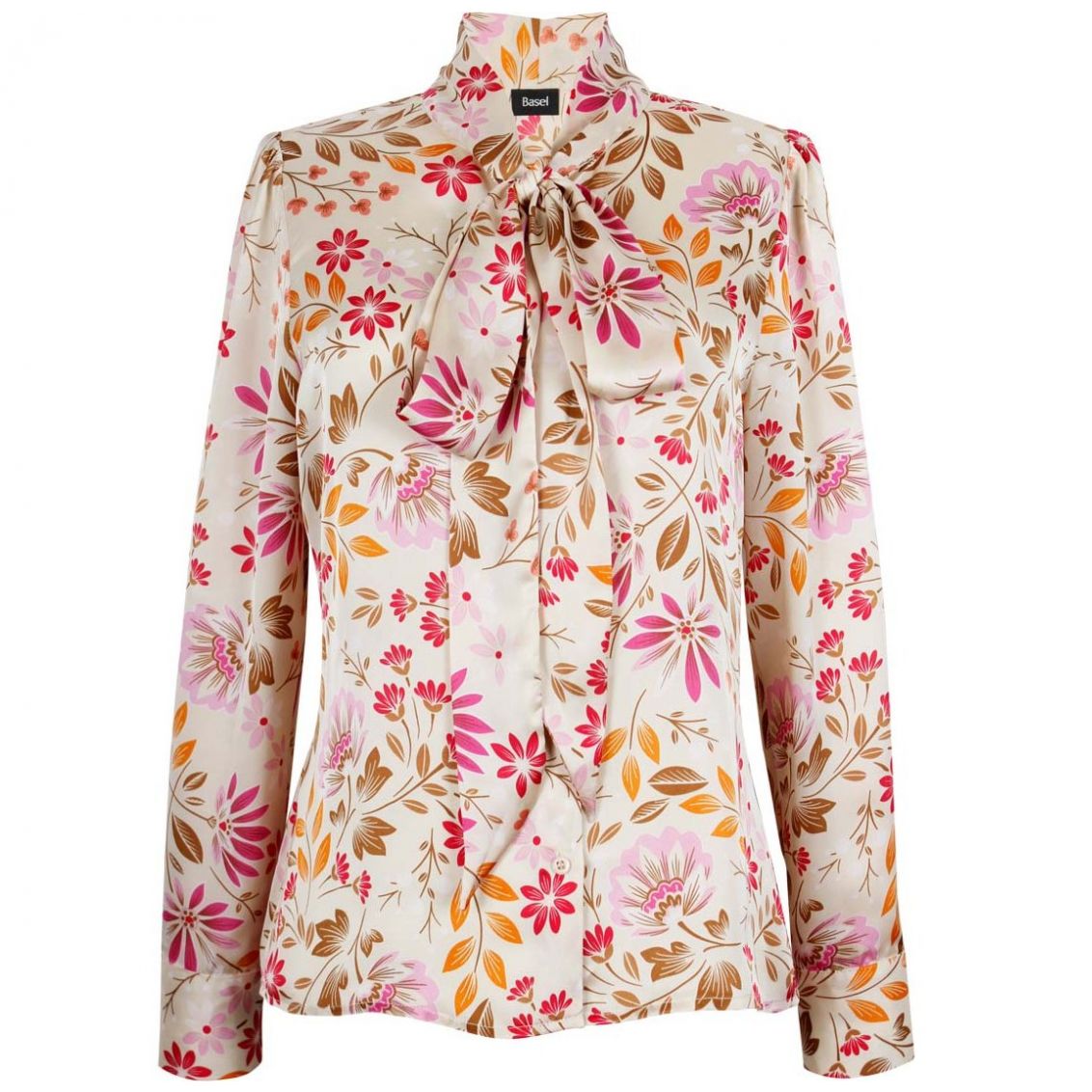 Blusa Basel Manga Larga Cuello Alto con Corbatín