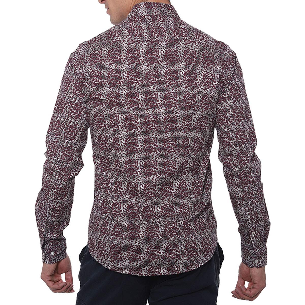 Camisa Manga Larga Slim Fit Estampado Vino Polo Club Vu436 para Hombre