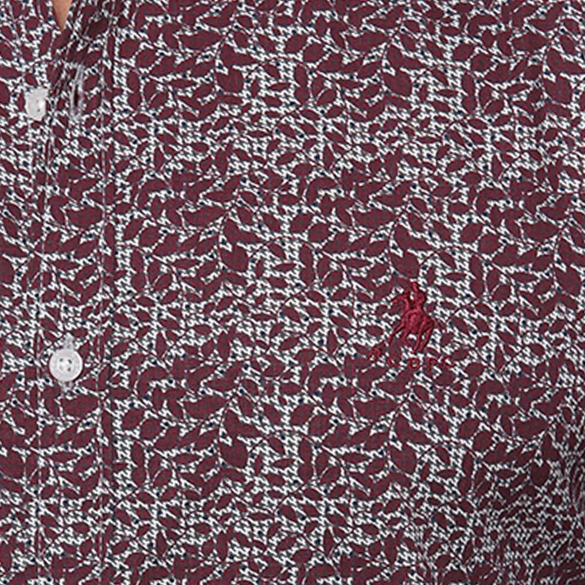 Camisa Manga Larga Slim Fit Estampado Vino Polo Club Vu436 para Hombre