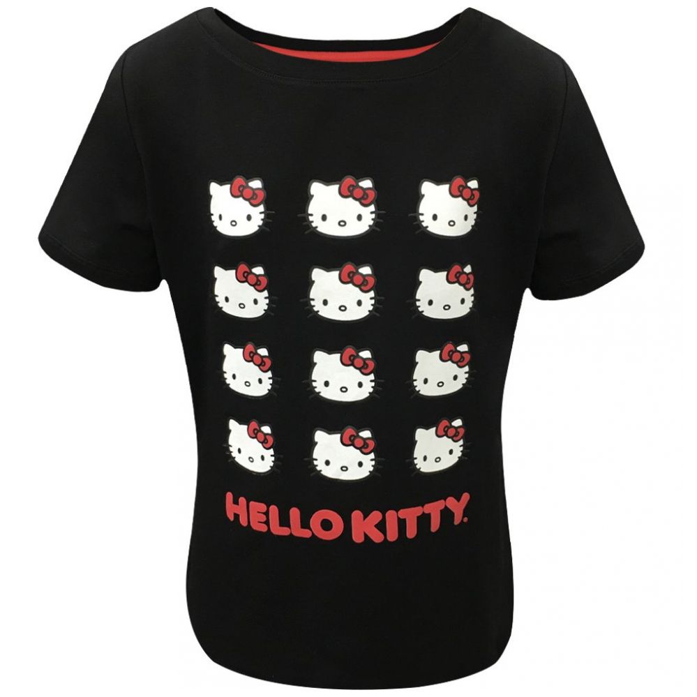 Playera de Manga Corta con Caritas Hello Kitty