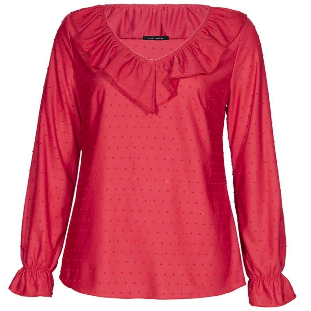 Blusa Escote V con Escarola Manga Larga Apostrophe
