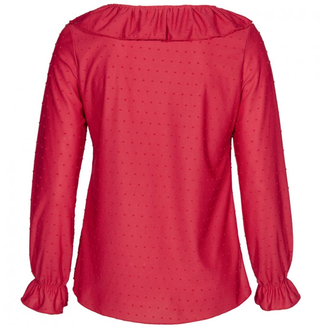 Blusa Escote V con Escarola Manga Larga Apostrophe